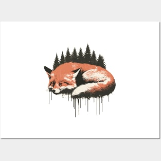 Vintage Sleeping Fox Posters and Art